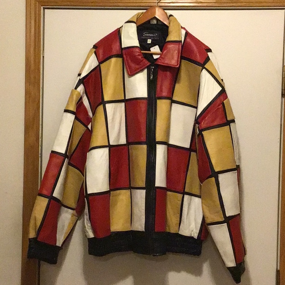 Men’s Big and Tall Sanzzini Vintage Leather Jacket 5XL Handmade in India